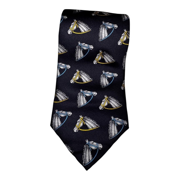 Oaklawn 2018 Arkansas Derby Silk Tie Navy Blue Made Italy Equestrian Horses - Picture 2 of 11